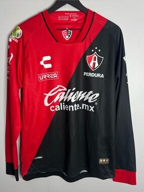 Atlas FC Jersey Mens Large Red Black Charly 23-24 Futbol Mexico Liga MX